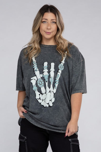 Plus Skeleton Rock Hand Sign Graphic Top