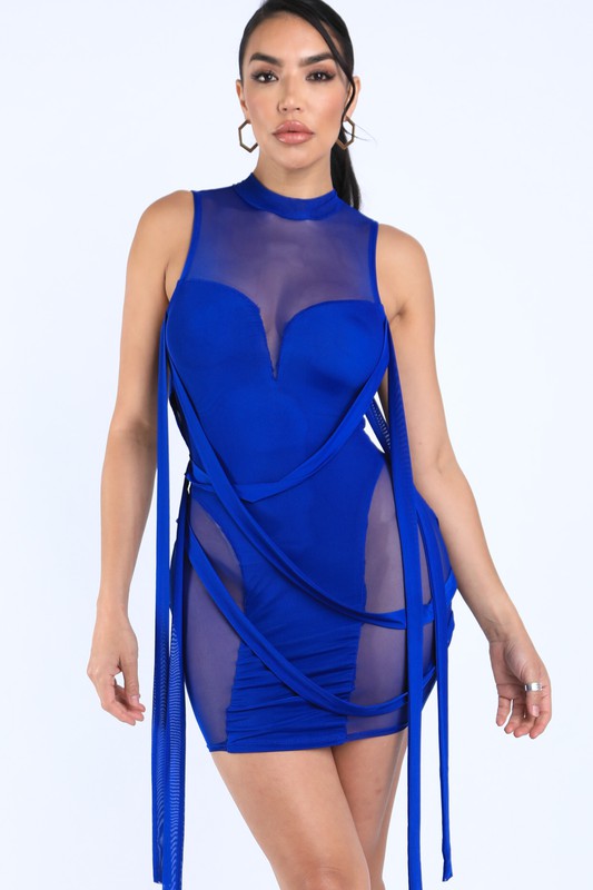 Strappy Mesh Mini Dress