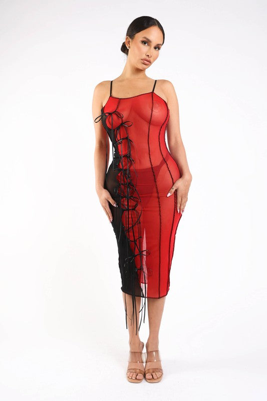 Ribbon Detailed Mesh Dress K Too