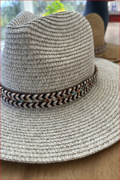 Multicolor Braided Band Panama Hat LOVBAG