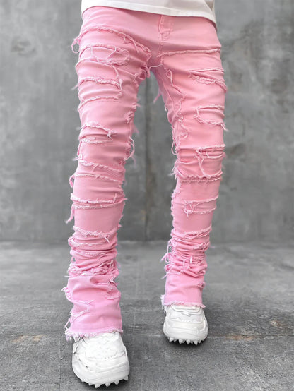 Men's Patched Stacked Jeans