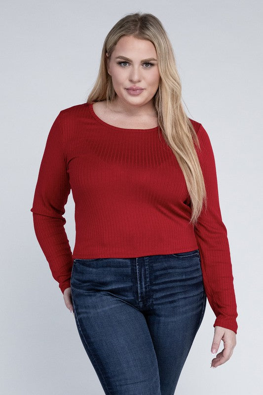 Plus+ Classic Ribbed Round Neck Long Sleeve