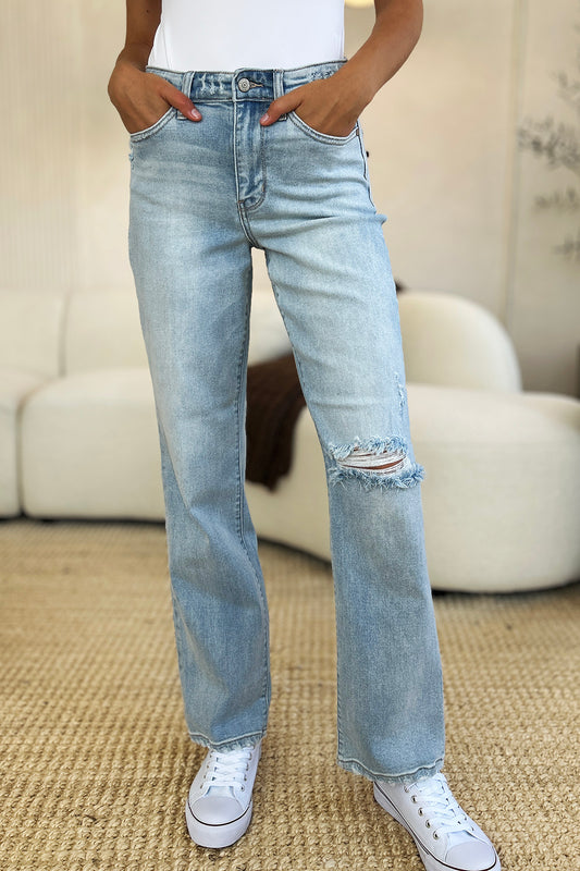 Judy Blue High Waist Distressed Straight Jeans