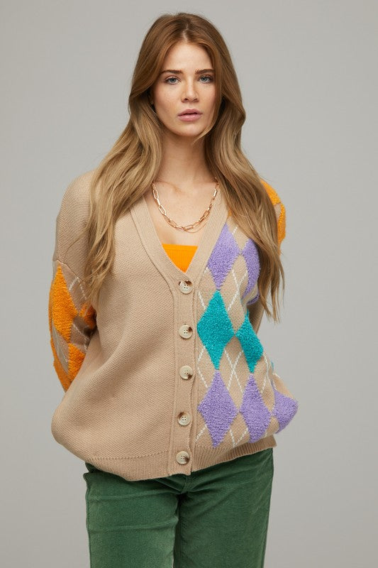 Plus+ V Neck Button Front Cardigan