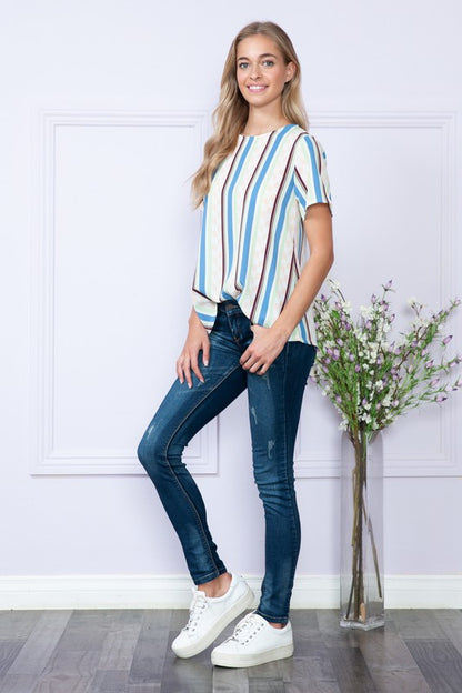 Gem Plus+ Stripe Short Sleeve Top