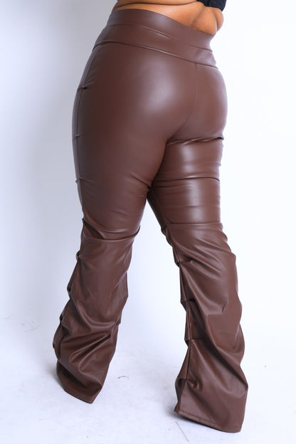 PU Leather Stacked Pants