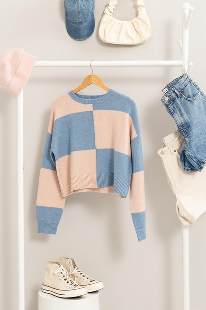 Modern Club Long Sleeve Color-Block Sweater