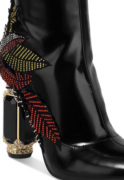 Ecstasy Fantasy Heel Patchwork Knee High Boots