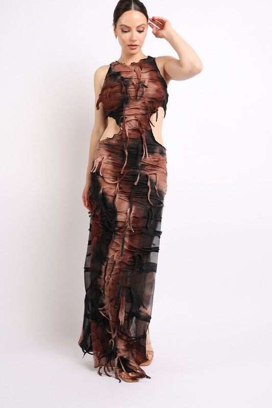 Slit Detailed Cut Out Maxi Dress