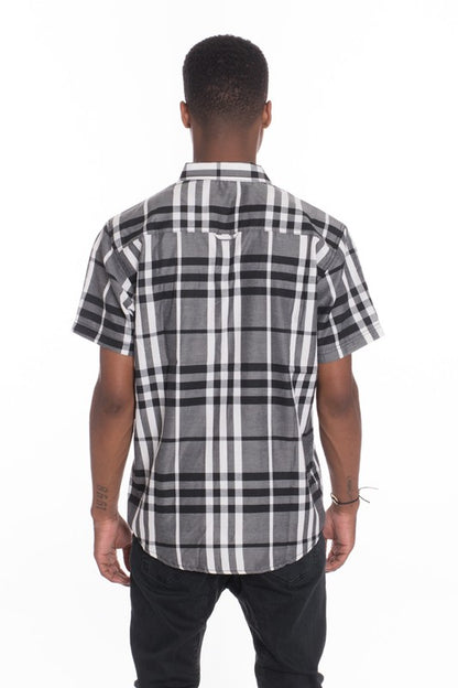 Weiv Men's Casual Short Sleeve Checker Shirts WEIV