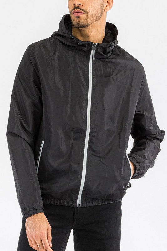 Solid Hoodie Lightweight Windbreaker Jacket