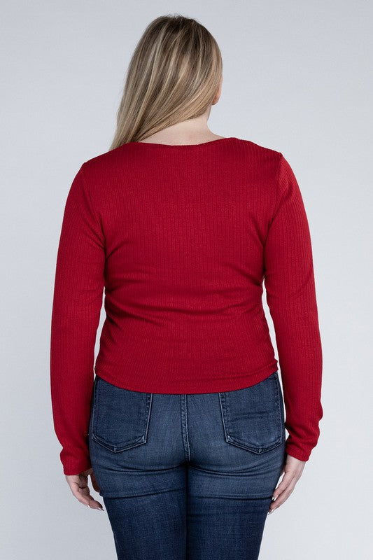 Plus+ Classic Ribbed Round Neck Long Sleeve