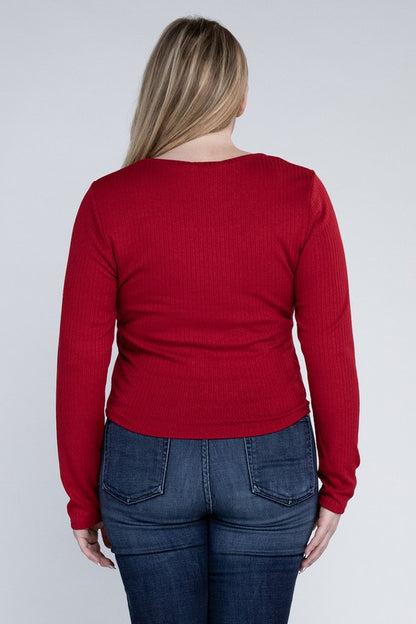 Plus+ Classic Ribbed Round Neck Long Sleeve