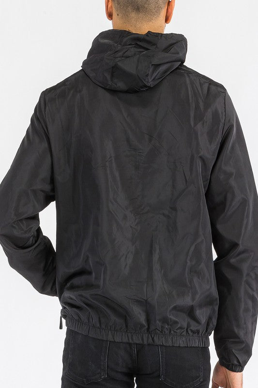 Solid Hoodie Lightweight Windbreaker Jacket