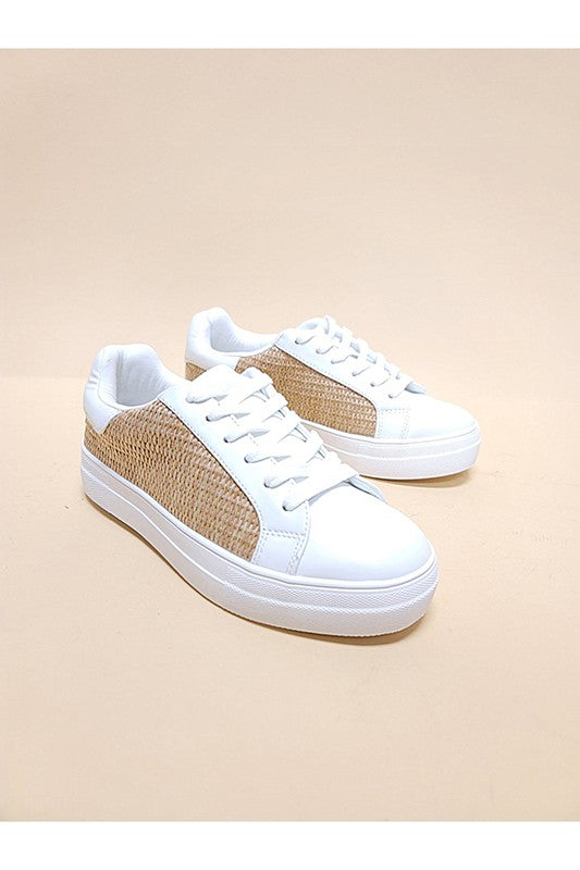 Low Top Casual Raffia Sneakers