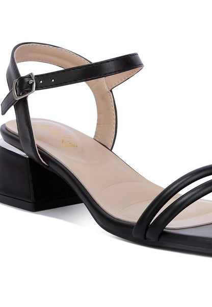 Sulein Ankle Strap Low Block Heels