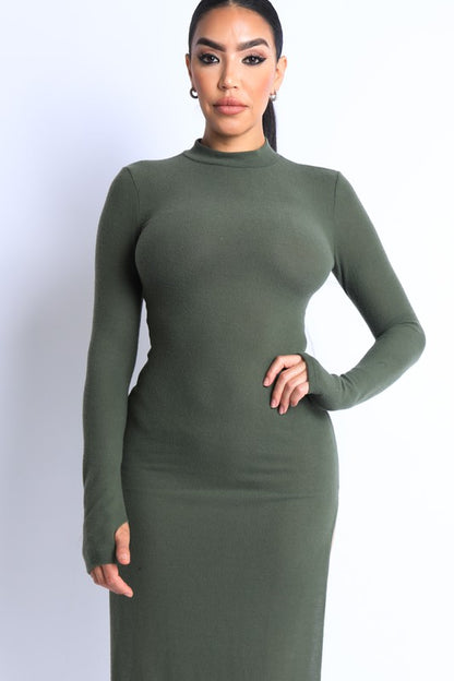 Hacci Mock-neck Long Sleeve Dress