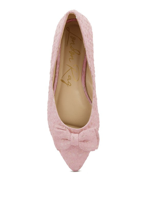 Cicely Jacquard Bow Embellished Ballet Flats