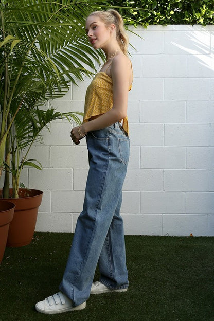 SL yellow floral tank top