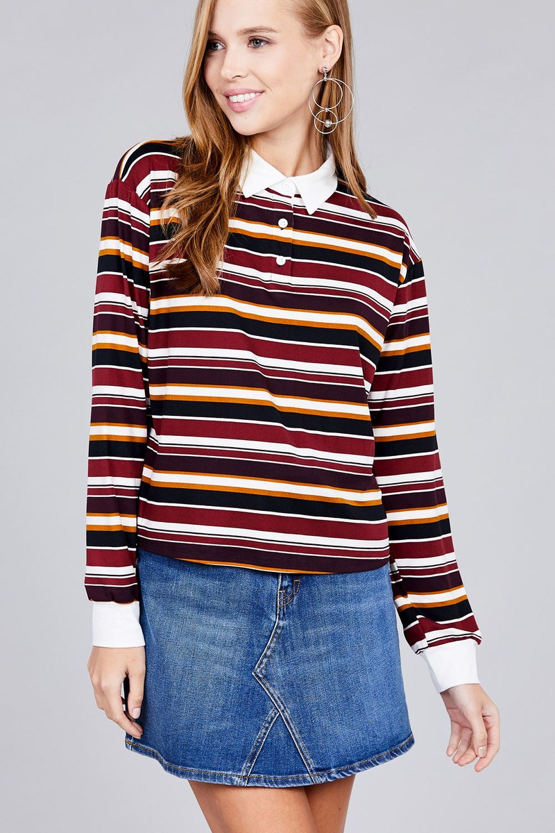 Long sleeve multi striped dty brushed shirts