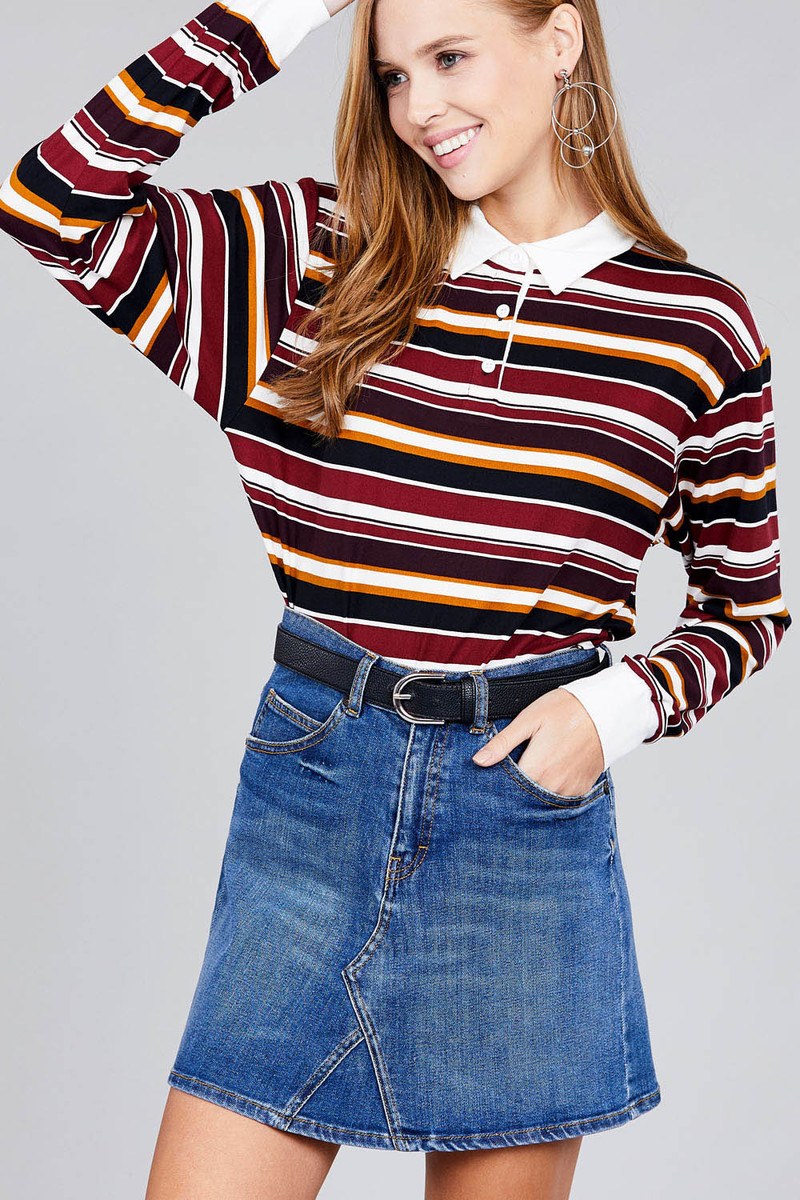 Long sleeve multi striped dty brushed shirts