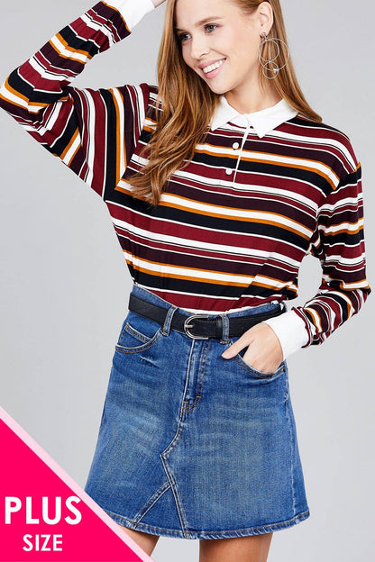 Long sleeve multi striped DTY brushed shirts