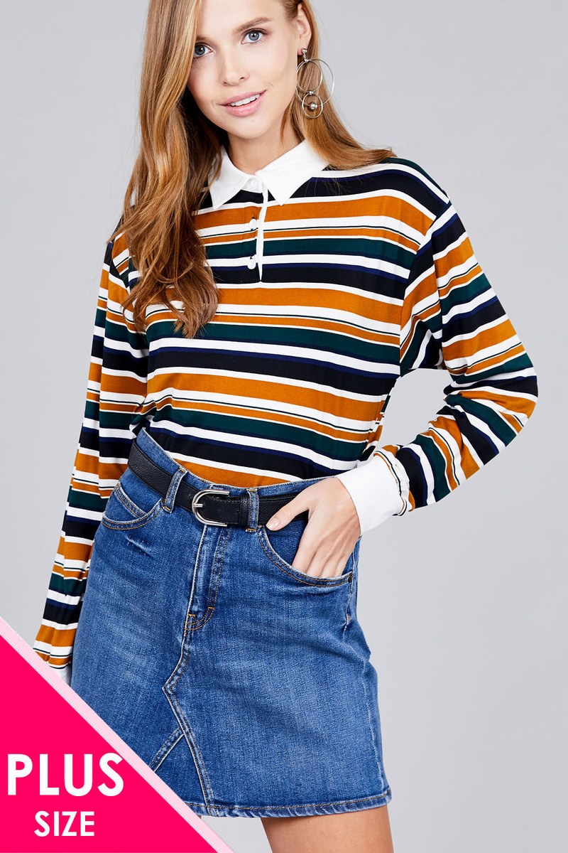 Long sleeve multi striped DTY brushed shirts