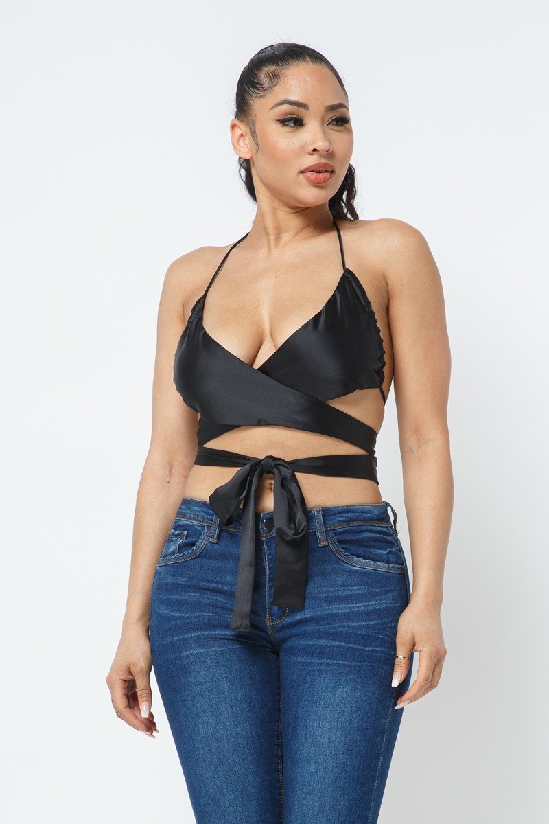 Satin Wrap Around Top