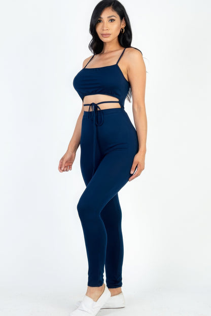 Solid Tie Front Cut Out Jumpsuit