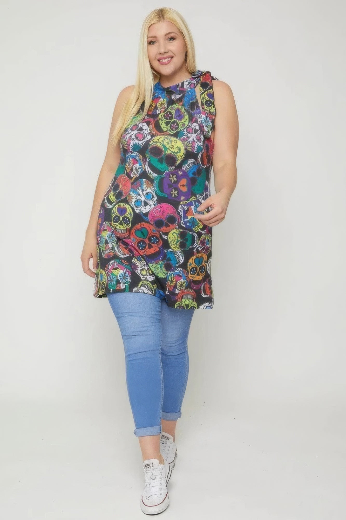 Sugar Skull Sublimation Print Tunic