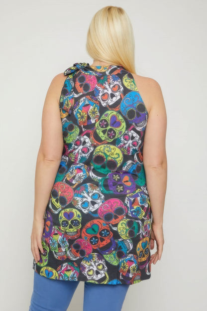 Sugar Skull Sublimation Print Tunic