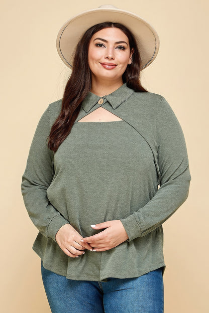 Solid Long Sleeve Fashion Top