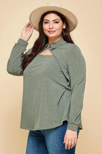 Solid Long Sleeve Fashion Top