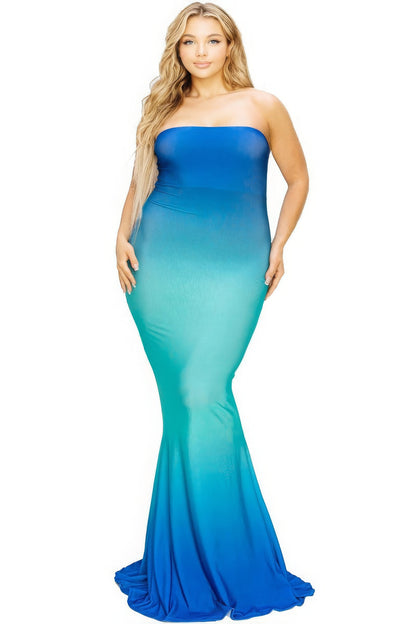 hot summer gradient tube maxi dress