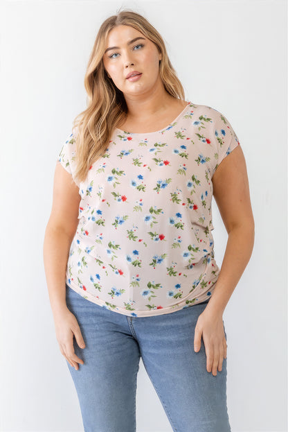 Flower Print Ruched Top