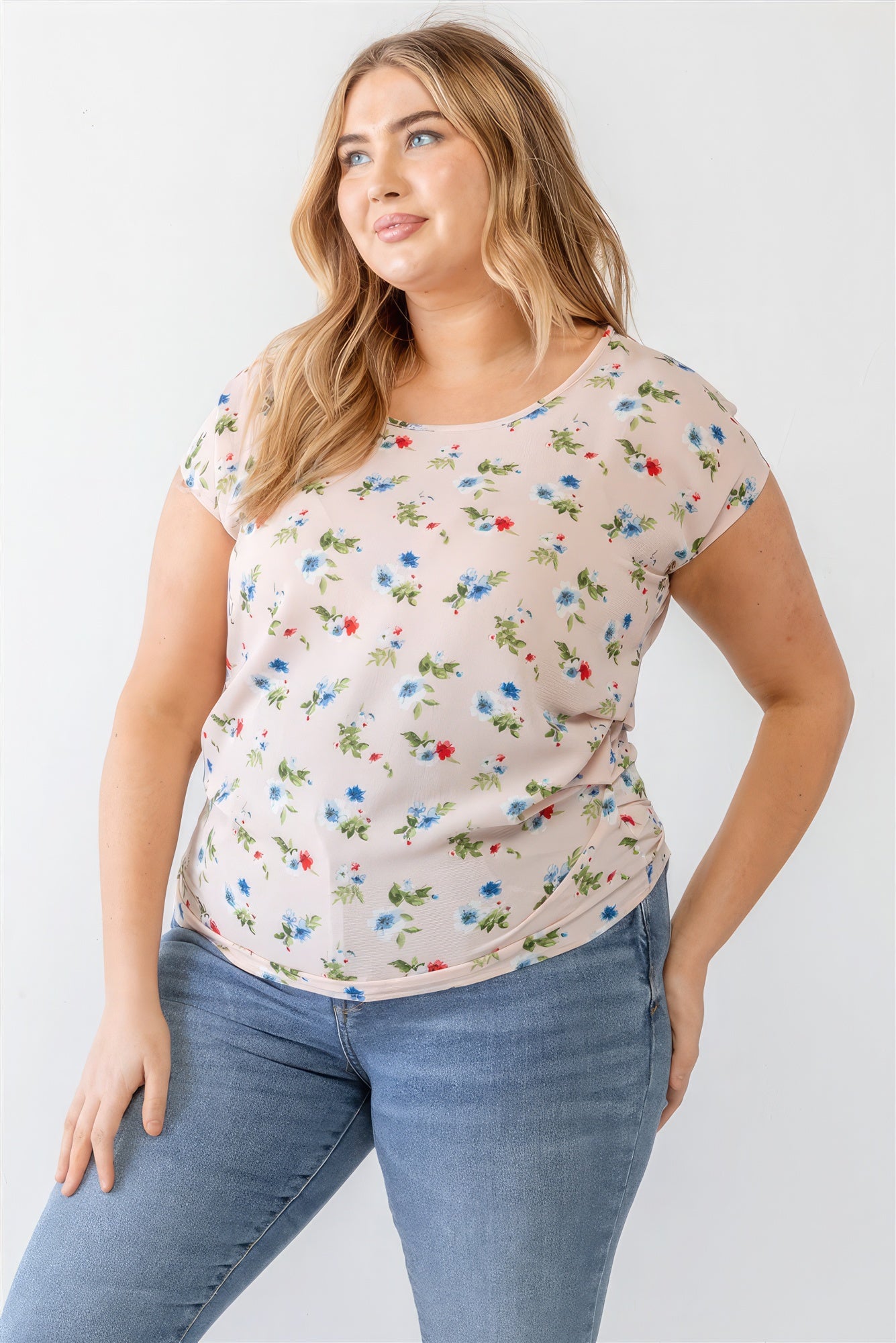 Flower Print Ruched Top