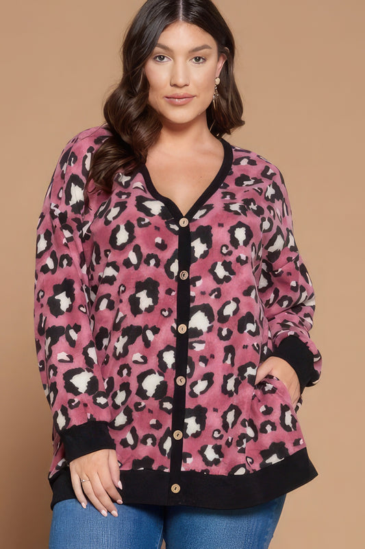 Cozy Animal Mir Print With Brush Button Up Cardigan