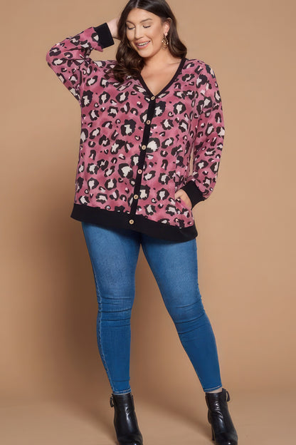 Cozy Animal Mir Print With Brush Button Up Cardigan