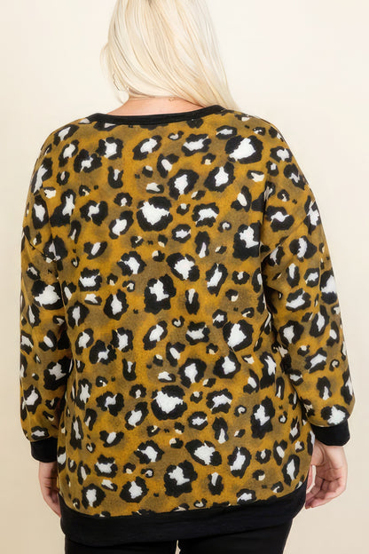 Cozy Animal Mir Print With Brush Button Up Cardigan