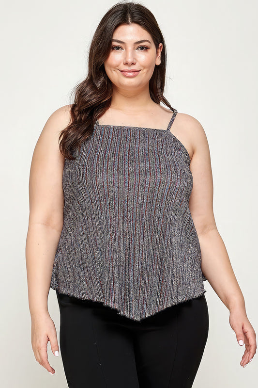 Metallic Stripe Handkerchief Top