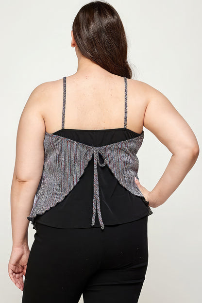 Metallic Stripe Handkerchief Top