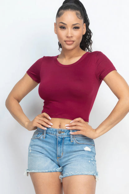 Short Sleeve Roundneck Crop Top