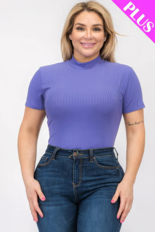 Ribbed Short Sleeve Bodysuit