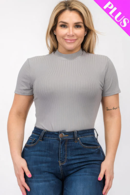 Ribbed Short Sleeve Bodysuit