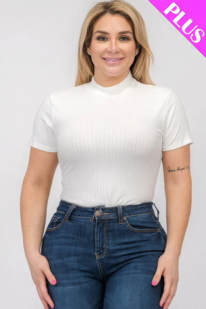 Ribbed Short Sleeve Bodysuit