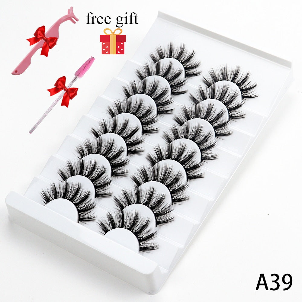 8 Pairs Faux Mink Fluffy Natural False Eyelashes 3D Dramatic Lola’s Hidden Gem