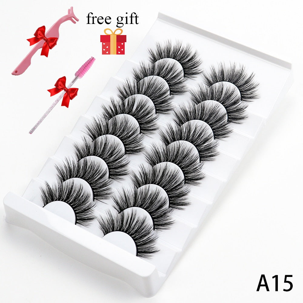 8 Pairs Faux Mink Fluffy Natural False Eyelashes 3D Dramatic Lola’s Hidden Gem