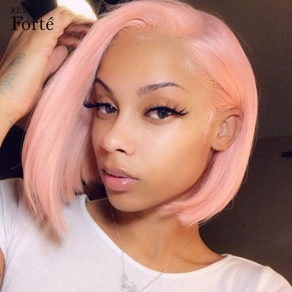 Bob Short Cut Straight Lace Front Human Hair Transparent Lace Pre Plucked Brazilian Bob Lace Wigs Lola’s Hidden Gem