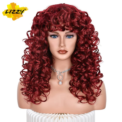 Red Brown Copper Ginger Short Loose Curly Wigs For Women Synthetic Natural Hair Wig With Bangs Heat Resistant Lola’s Hidden Gem