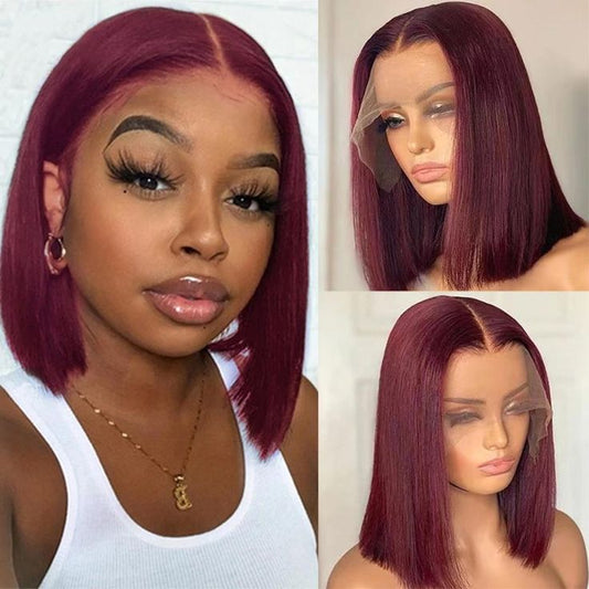 Bob Short Cut Straight Lace Front Human Hair Transparent Lace Pre Plucked Brazilian Bob Lace Wigs Lola’s Hidden Gem